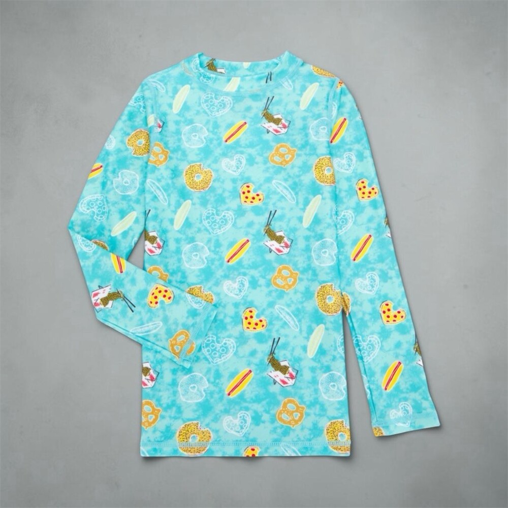Piccoliny Rash Guard Swim Shirt Unisex 18-24 Months Blue NYC Foodie Print
